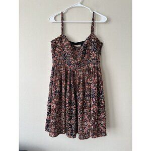 Fossil Multicolored Artsy Aztec  Print Spaghetti Strap Sundress Sz M High Waist